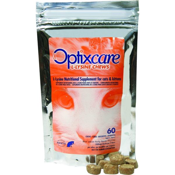 L-Lysine Soft Chews Optix Care Nutritional Supplement for Cat & Kittens, 60 ct Bag