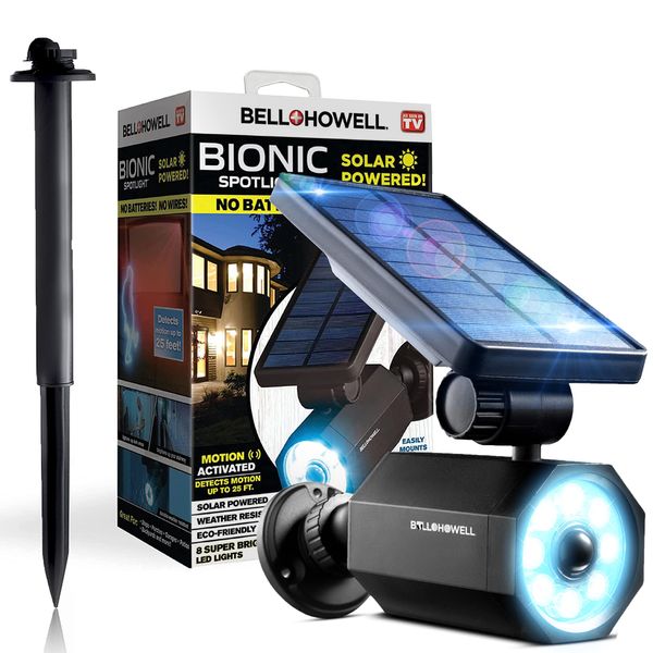 Bell+Howell Bionic Spotlight ASON TV LED Solar Motion Sensor Super Bright Waterproof Landscape Lights for Yard, Garden As Seen On TV