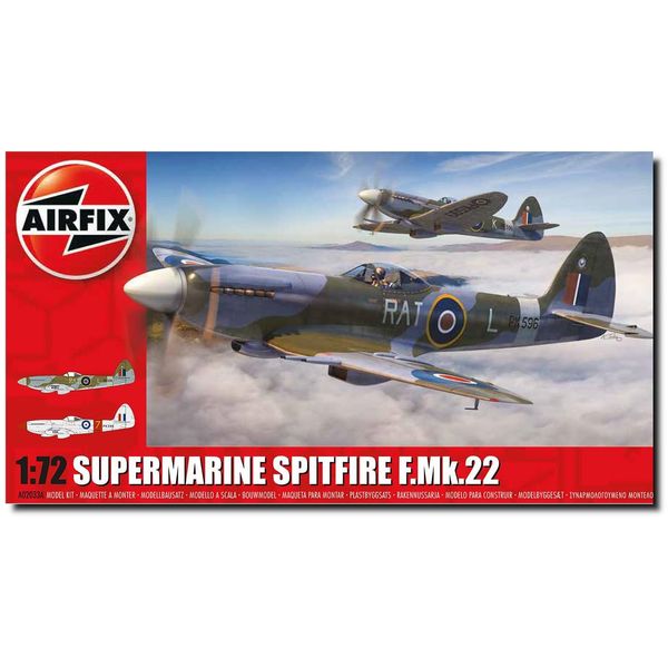 Airfix Model Set - A02033A Supermarine Spitfire F.Mk.22 Model Building Kit - Plastic Model Plane Kits for Adults & Children 8+, Set Includes Sprues & Decals - 1:72 Scale Model