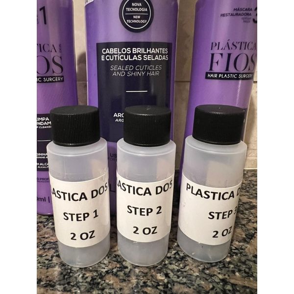 Cadiveu Plastica dos fios 2oz kit.Poured from original bottles.Step by step inst