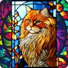 Set of 6 Stained Glass Effect Cat Square MDF Coaster - Set-04