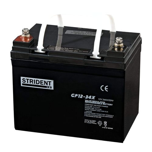 2 X Strident AGM GP12-34AH – 12v Battery – Rechargeable Batteries – High Capacity Battery – Valve Regulated (Pair)