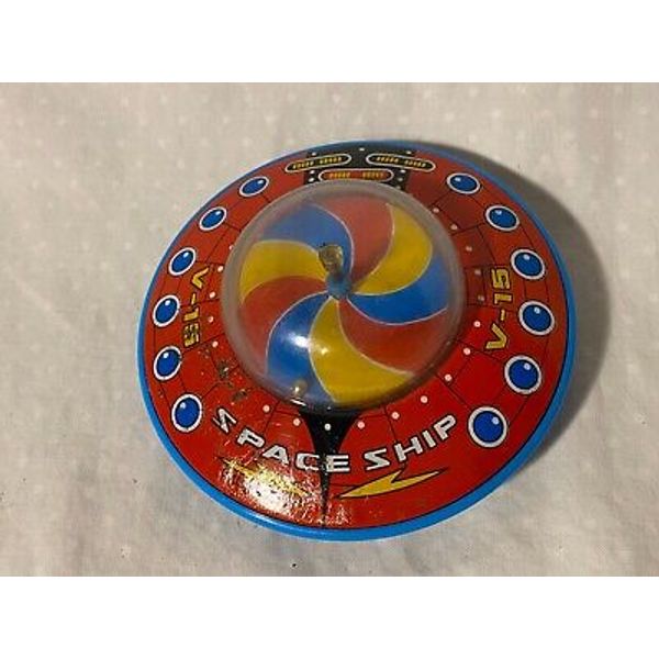 Vintage Tin and Plastic 1960s Flying Saucer Toy Spaceship Rocket Japan V-45