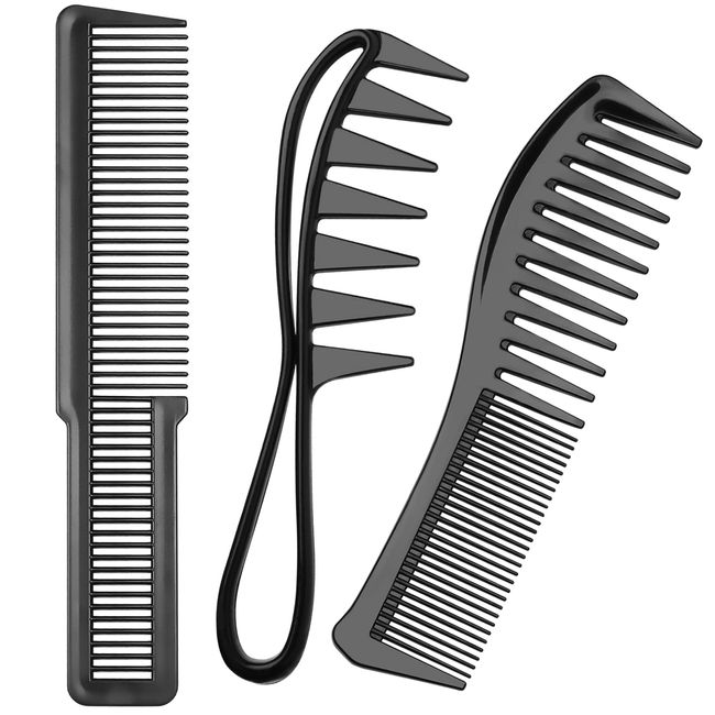 Kamm Kit, 3 Stück Styling Kamm für Männer und Frauen, Grober Kamm, Präzisionskamm und Doppelkanten Strähnenkamm für Locken, Starker, Langlebiger, Antistatischer Haarkamm (Schwarz)