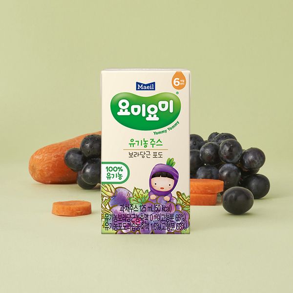 Yomiyomi Organic Juice Purple Carrot Grape 125ml 24 packs [Guaranteed arrival] [1,500 won discount per box when purchasing multiple items]