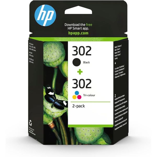 HP X4D37AE 302 Original Ink Cartridges, Black and Tri-color, 2 Count (Pack of 1)