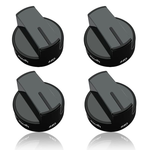 Reyhoar (4 Pack) W10339442 Gas Range Knob Black Replacement Part for Whirlpool Range/Stove/Oven- Replaces WPW10339442, PS3507188