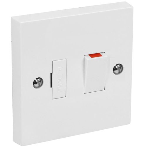 1 Gang Spur Wall Switch 13 Amp Fused Connection Unit Switched - Standard Square White