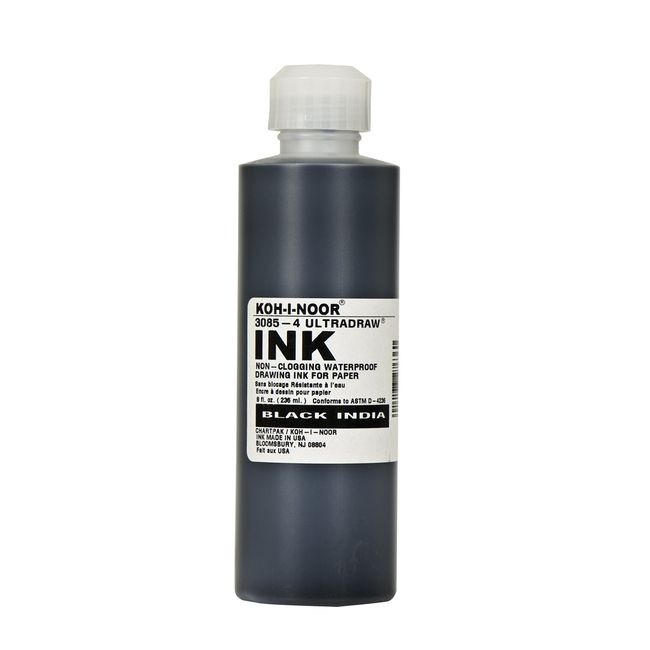 Koh-I-Noor Ultradraw Pigment-Based Ink, 8 Oz. Bottle, Black