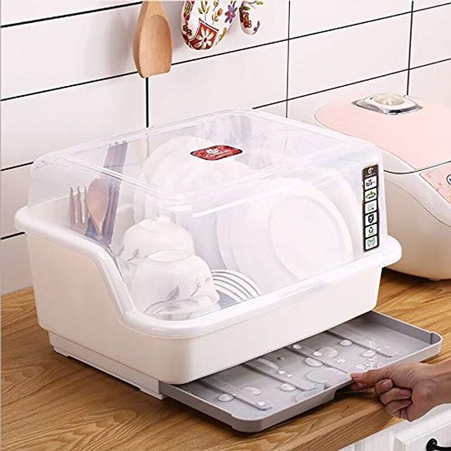 Baby Bottle Drying Rack Storage, Large Nursing Bottle Storage Box Organizer  with Cover, Portable Kitchen Cabinet Organizer, Easy to Clean Drainer