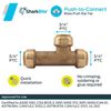 SharkBite 3/4 Inch Slip Tee, Push to Connect Brass Plumbing Fitting, Copper and