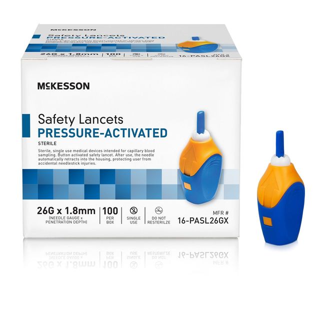 McKesson Safety Lancet 26 Gauge Needle 1.8 mm Depth 20 Box(s) 100 /Box