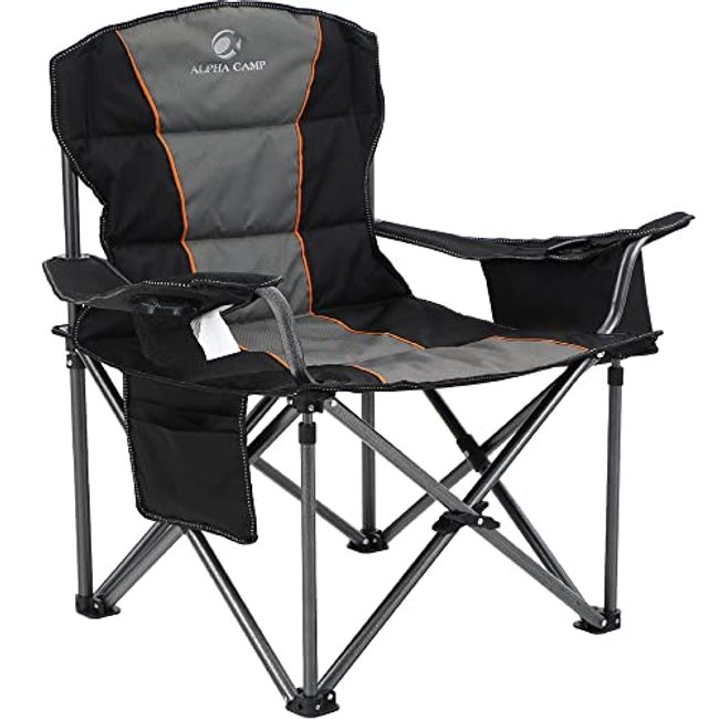 Folding Camping Chair with Cup Holder Armrest and Lumbar Pillow