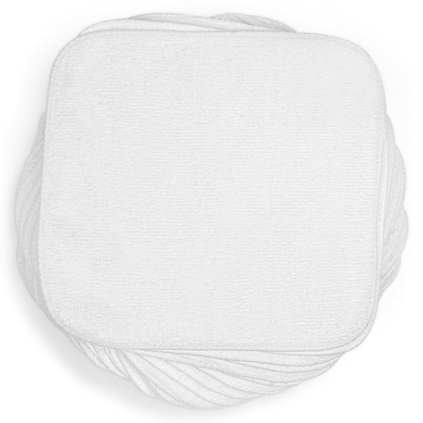 Aomig 25Pcs Washable Cotton Terry Cloth Wipes, 15x15cm Reusable Towelling Wipes, White Makeup Remover Cloth Baby Wipes, Soft Wipes for Cleansing Baby's Hands and Face, Perfect For Nappy Changes