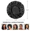 Alnorm Satin Sleep Cap Double-Sided Adjustable Hair Bonnet for Girls Black