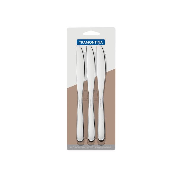 Tramontina 66902/031 Tramontina Table Knife, Malaysia, 8.3 inches (21 cm), Set of 3, All Stainless Steel, Dishwasher Safe, Durable, Lightweight, Made in Brazil