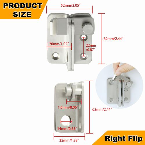 Alise Flip Latch,Gate Latches Safety Door Lock Catch for Barn Cabinet Pet Cage Wood Fence Bathroom Garage Window,SUS304 Stainless Steel Gate Hardware Locks,Brushed Nickel MS3006R-304-LS