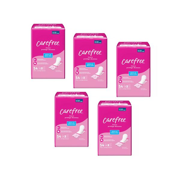 Carefree Acti-Fresh Body Shape Regular To Go Pantiliners - 54 Liners, Pack of 5