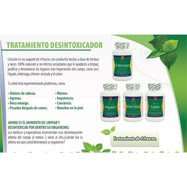 Desintoxicador Detox Program 4 productos limpieza colon,higado,rinones,estomago