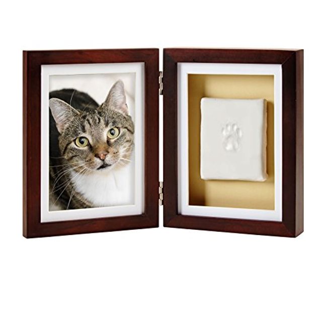 Pearhead Dog or Cat Pawprint Tabletop Photo Frame With Clay Paw Print  Imprint Kit, Keepsake for Pet Lovers, 4 x 6 Photo Insert, Espresso