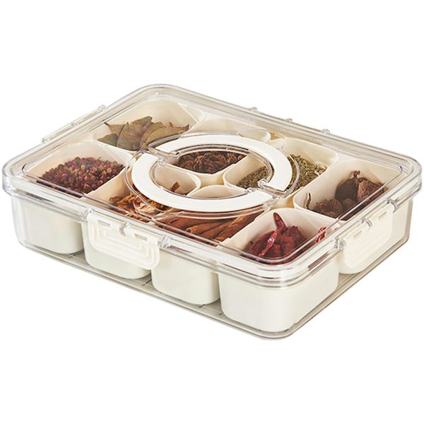 ExcellaElite Snackle Box, Snack Tray with Lid, Clear Divided Serving Tray with Lid, snack Trays with Compartments, Reusable Organizer for Dry Fruits and Nuts Candy