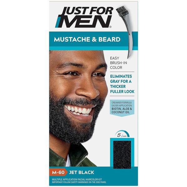 Just For Men Mustache & Beard #M-60 Jet Black Color Gel (6 Pack)