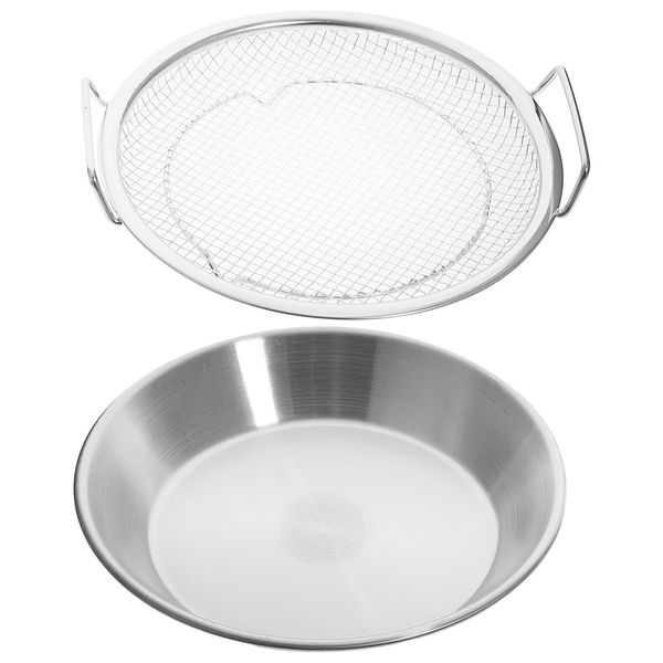 Frying Drain Net Oil Filtering Net Crisping Basket with Tray Fine Mesh Filter Basket Kitchen Draining Cooling Rack Fried Food Server 20cm Oil Drip Filter