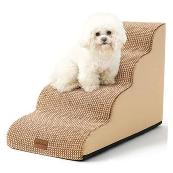 Dog Stairs for Small Dogs 19.7" H, Pet Step with 15.7x28.3x19.7in Light Brown 4