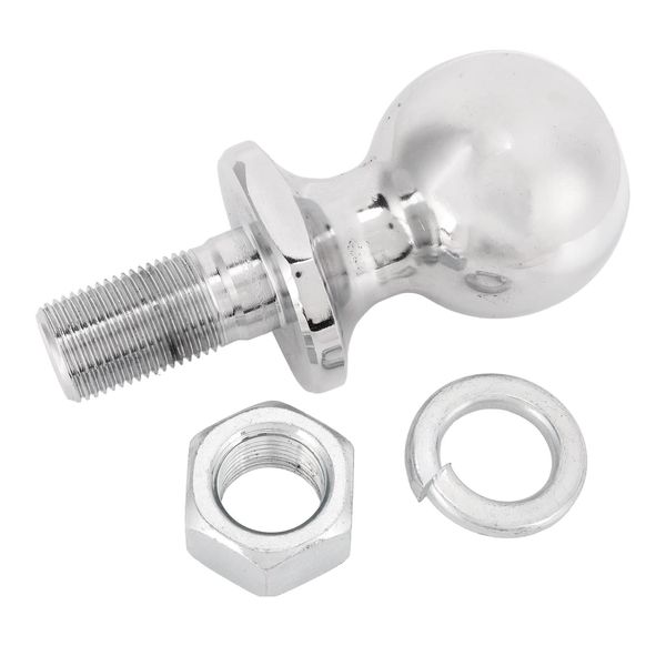 Yctze ATV Ball Joint Trailer Hitch Ball 1‑7/8in Diameter Chrome Hex Nut Hitch Ball for ATV UTV Lawn Tractor 5/8x1‑3/4in Shank 2000 LBS