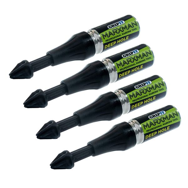 Marxman Deep Hole Chalk Marking Pen x4 Black Deep Marking Tool Over 45mm MARXMAN1BLK