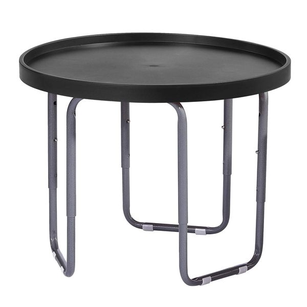 simpahome Multi-Purpose Round Utility Table - BLACK (60cm Dia) with Height Adjustable Stand.