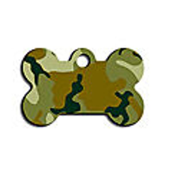 GREEN CAMO PERSONALIZED SMALL BONE PET ID TAG