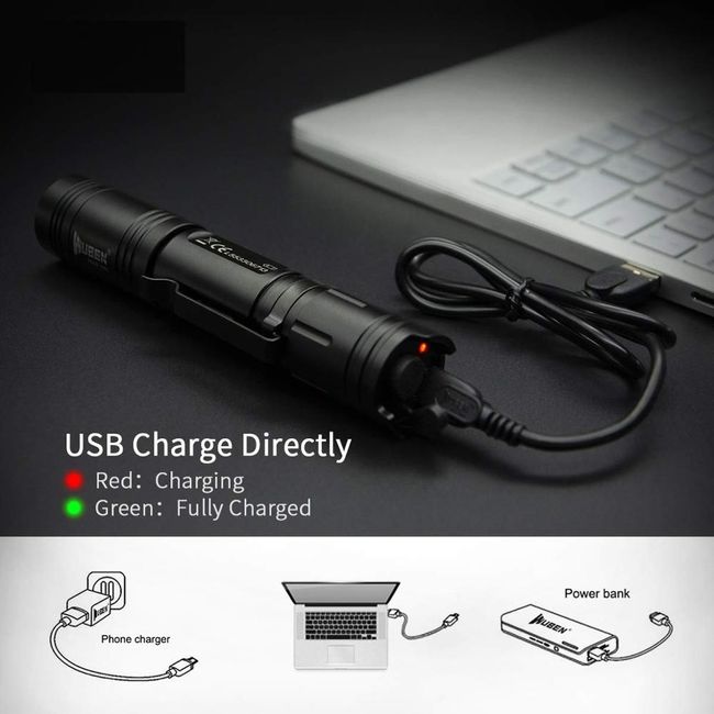 WUBEN L50 USB Rechargeable 1200 Lumens P9 Led Tactical Flashlight With  Battery