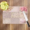 Pink Vintage Flowers Glass Chopping Board Kitchen Worktop Saver Protector