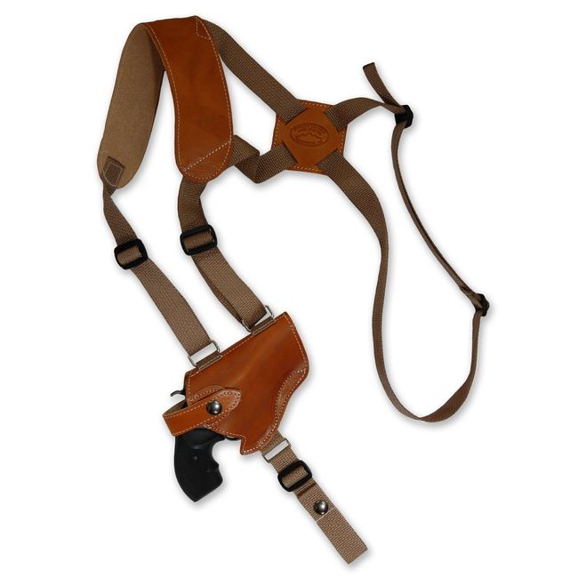 New Barsony Saddle Tan Leather Cross Harness Shoulder Holster for 2-3" Snub Nose Revolvers