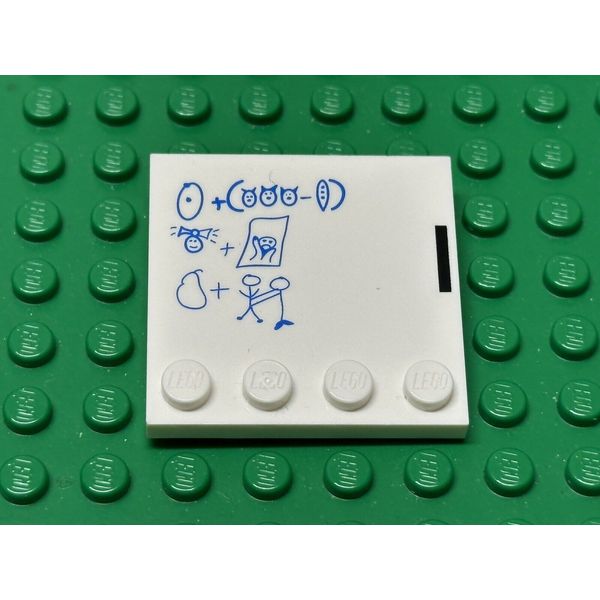 Lego Modified 4 x 4 Tile with Studs on Edge with Blue Whiteboard Formula Pattern
