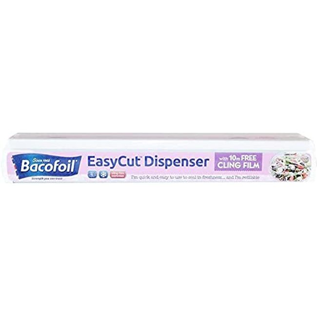 Bacofoil Refillable EasyCut Cling Film Dispenser with 10m Starter Roll