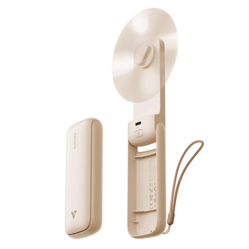 Aecooly Slim Portable Fan 2 Pack, Thin Handheld Fan, USB Rechargeable Mini Personal [24H Max Cooling Time], Battery Powered Small Foldable Pocket for Travel, Summer, Gifts for Women -Beige