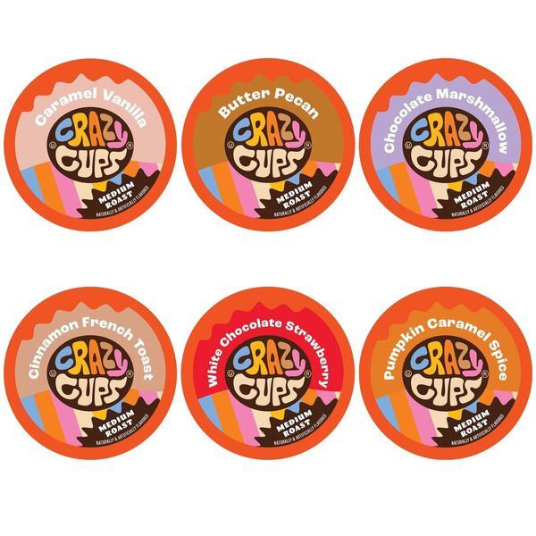 Crazy Cups Flavored Medium Roast Hot or Iced Coffee Variety Recyclable Pods f...