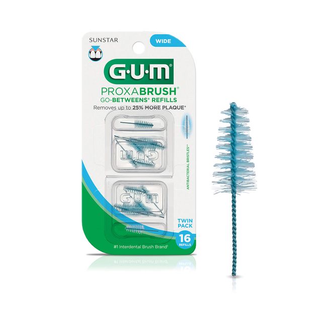 GUM Proxabrush Go-Betweens - Wide - Interdental Brushes Between-Teeth - Soft Bristled Dental Picks for Plaque Removal & Gum Health - Safe for Braces & Dental Devices, 16 count (Pack of 6)