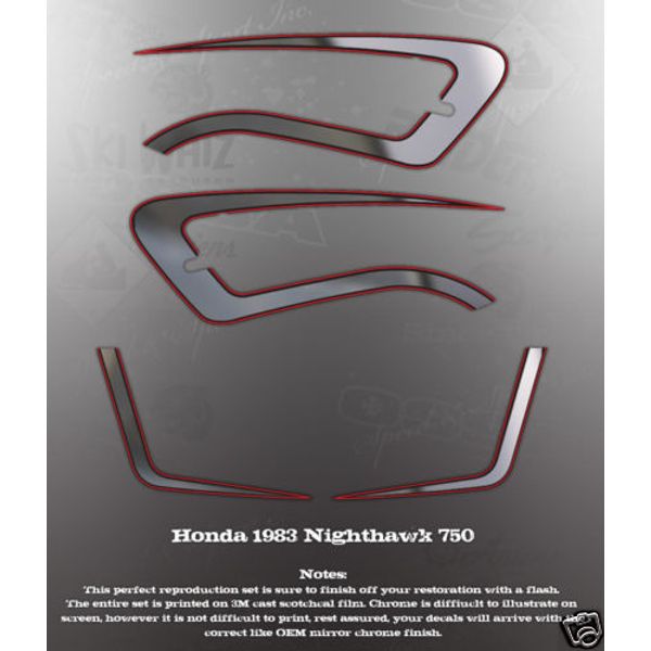 1982 HONDA NIGHTHAWK CB750 SIDE COVER TANK DECAL SET