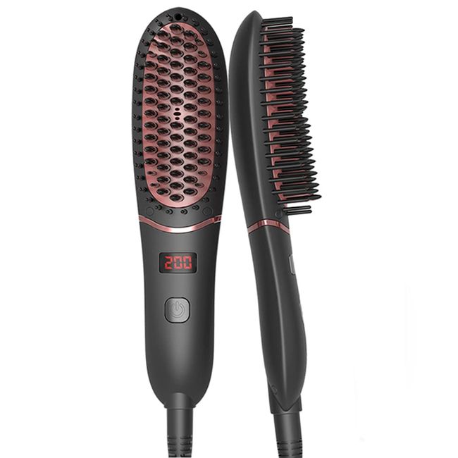 REAK Straight Heat Brush, Mini Straight, Hair Iron, Negative Ions, Comb Type, Electric Heating Hair Brush, Hair Straightening, 5 Levels of Temperature Adjustment, Prevents Burns, Overseas Use, PSE Certified