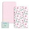 Yoofoss Fitted Travel Cot Sheets - 95 x 65cm, Breathable & Cozy, Elasticated, 2 Pack Pink Floral