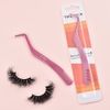 Clusters DIY Lash Tweezers, Eyelash Applicator, 2 in 1 Lash Tweezers Strip Lashes, Double Ended Eyelash Tool with Built in Lash Comb for Precise Lash Application, Curved Eyelash Nipper