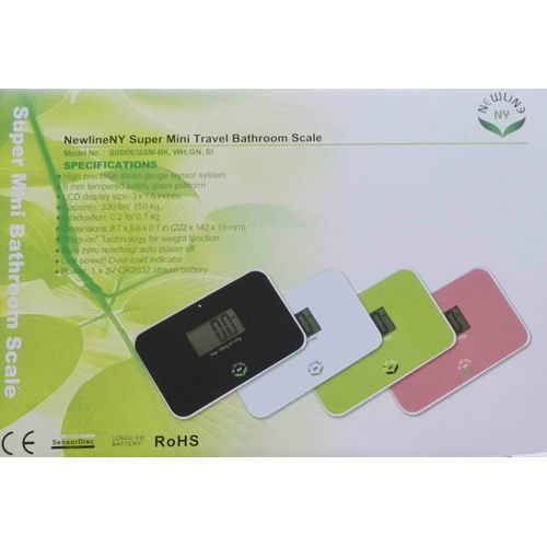 NewlineNY Auto Step On Super Mini Travel Bathroom Digital Scale, 5.25" x 8.5" SBB0638SM (Strawberry Ice)