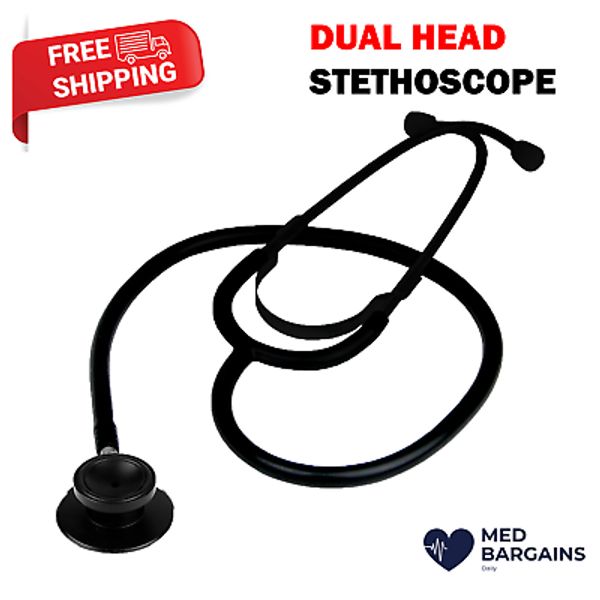 Dual Head Stethoscope for Doctors Nurses EMTs EverDixie - Stealth Black