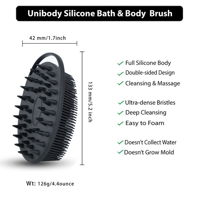 2 Pcs Silicone Shampoo Massage Brush, Silicone Shower Brush, Soft Body Brush,  Handheld Bath Scrubber, Massage Shower Cleansing Brush For Men, Women, P