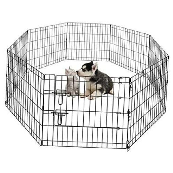 Dog Pen Pet Playpen Dog Fence Indoor Foldable black Only black 24" playpen