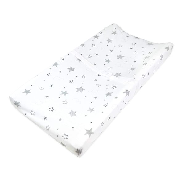 TL Care Printed 100% Cotton Knit Fitted Contoured Changing Table Pad Cover - Compatible with Mika Micky Bassinet, Super Stars, for Boys and Girls