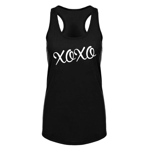 FANNOO Workout Tank Tops for Women-XOXO Womens Funny Saying Fitness Racerback Sleeveless Shirts Black